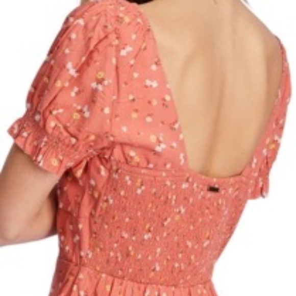 NWT Billabong Fell For You Floral Midi MilkMaid Sweetheart Dress Terracotta - Picture 15 of 15